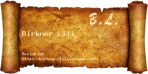 Birkner Lili névjegykártya